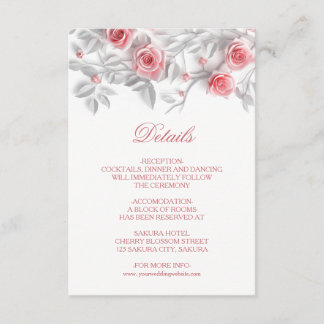 3D Sculptured Pink Roses White Begleitkarte