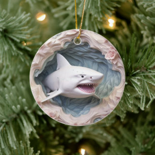 3D Shark Christmas Keramik Ornament