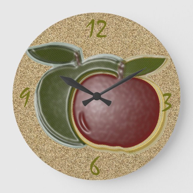 3D Shiny Äpfel (texturiert) Wall Clock Große Wanduhr (Vorderseite)