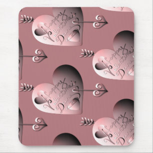 3D Silver Rose Valentine Hearrows & Arrows Mousepad