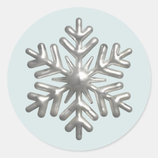 3d Silver Snowflake Blue Christmas Runder Aufkleber
