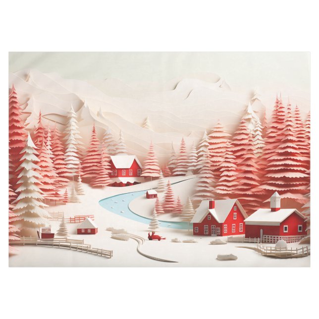 3D Skandinavische Winterlandschaft Tischdecke (Vorderseite (Horizontal))