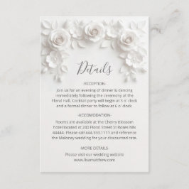 3D skulptierte Rosen minimalistisches Weiß Begleitkarte