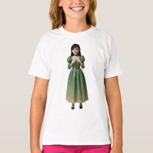 3D Smaragdgrüne Prinzessinnen-Figur T-Shirt