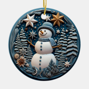 3D Snowman Chirstmas Keramik Ornament