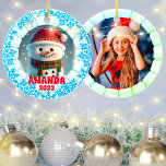 3D Snowman Christmas Custom Kids Foto Keramik Ornament<br><div class="desc">3D Snowman Christmas Custom Kids Foto Keramik Verzierung. leicht personalisiert mit Ihrem Namen,  Foto</div>