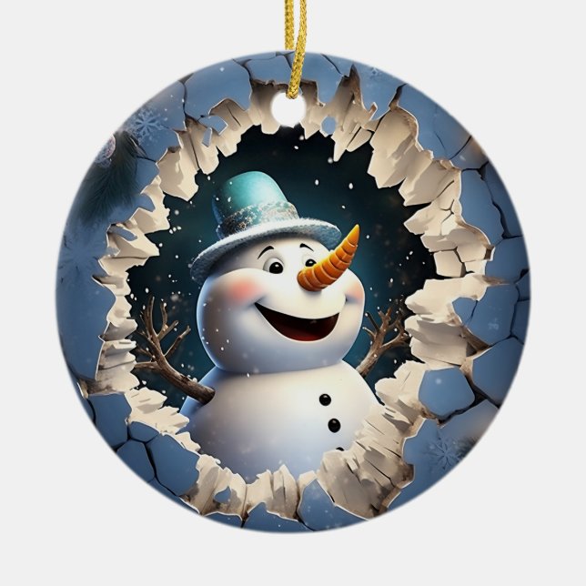 3d Snowman Keramik Ornament (Vorne)