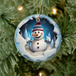 3d Snowman Keramik Ornament<br><div class="desc">Halte einmalige Familien-Erinnerungen auf diesem gestaltbaren Keramik-Ornament fest. Füge deine liebsten Fotos,  Bilder und persönlichen Nachrichten hinzu. Du kannst beide Seiten des Ornaments selbst gestalten. Die goldene Schnur hilft dir dabei diesen Schmuck aufzuhängen und deine Erinnerungen perfekt zu präsentieren.</div>