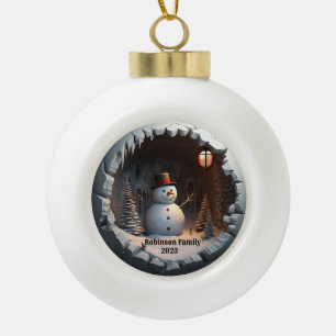 3D Snowman Weihnachten Keramik Kugel-Ornament