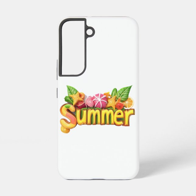 3d Sommertext - Farbiger Sommertext mit Früchten Samsung Galaxy Hülle (Rückseite)