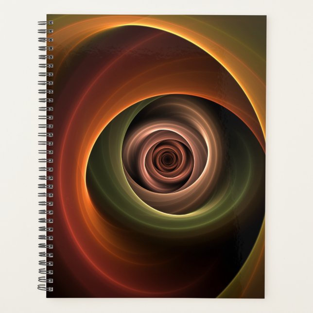 3D Spiral Abstract Warm Colors Modern Fractal Art Planer (Vorderseite)