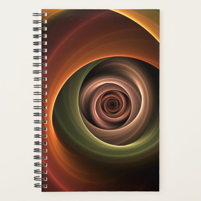 3D Spiral Abstract Warm Colors Modern Fractal Art Planer (Vorderseite)