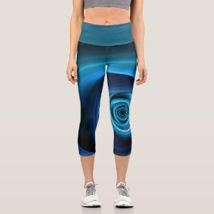 3D Spiralblau Farben Modernes Abstraktes Fraktal K Capri Leggings