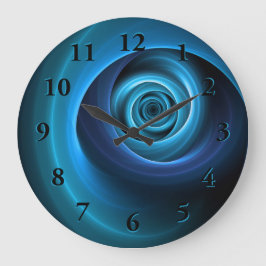 3D Spiralblau Farben Modernes Abstraktes Fraktal K Große Wanduhr