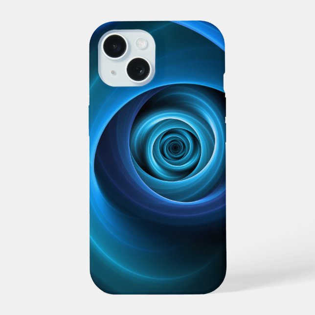 3D Spiralblau Farben Modernes Abstraktes Fraktal K iPhone 15 Hülle (Rückseite)