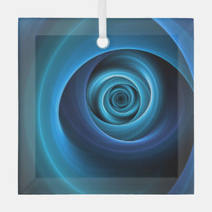 3D Spiralblau Farben Modernes Abstraktes Fraktal K Ornament Aus Glas