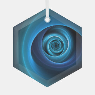 3D Spiralblau Farben Modernes Abstraktes Fraktal K Ornament Aus Glas