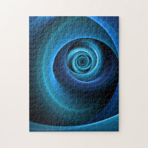 3D Spiralblau Farben Modernes Abstraktes Fraktal K Puzzle