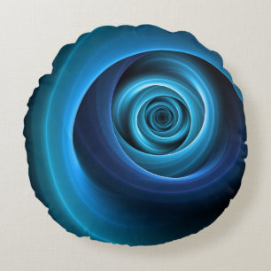 3D Spiralblau Farben Modernes Abstraktes Fraktal K Rundes Kissen
