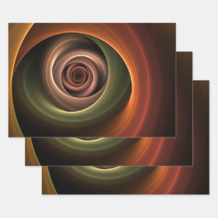 3D Spirale Abstrakt Warme Farben Modernes Fraktal Geschenkpapier Set