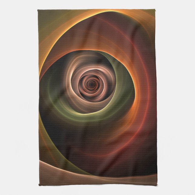 3D Spirale Abstrakt Warme Farben Modernes Fraktal  Geschirrtuch (Vertikal)