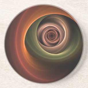 3D Spirale Abstrakt Warme Farben Modernes Fraktal  Getränkeuntersetzer