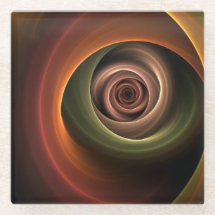 3D Spirale Abstrakt Warme Farben Modernes Fraktal  Glasuntersetzer