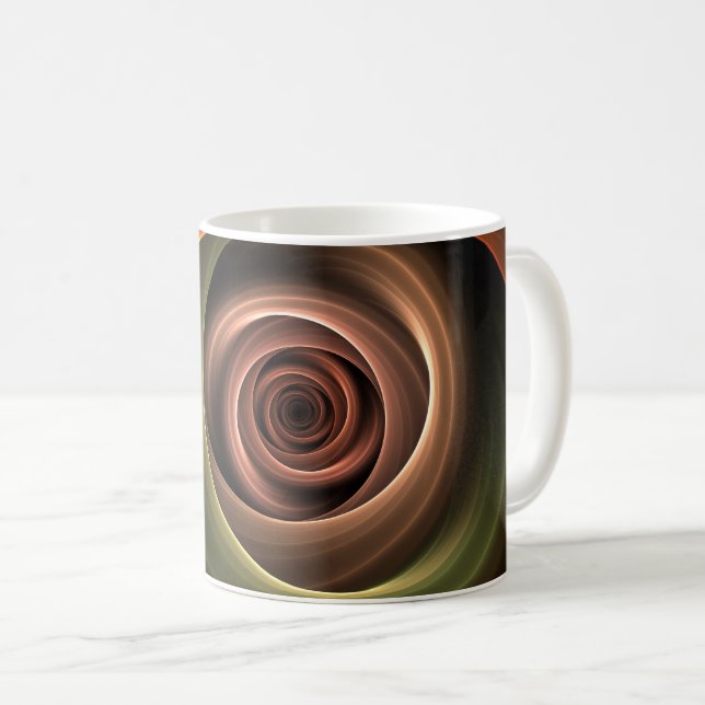 3D Spirale Abstrakt Warme Farben Modernes Fraktal  Kaffeetasse (VorderseiteRechts)