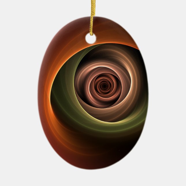 3D Spirale Abstrakt Warme Farben Modernes Fraktal  Keramik Ornament (Vorne)