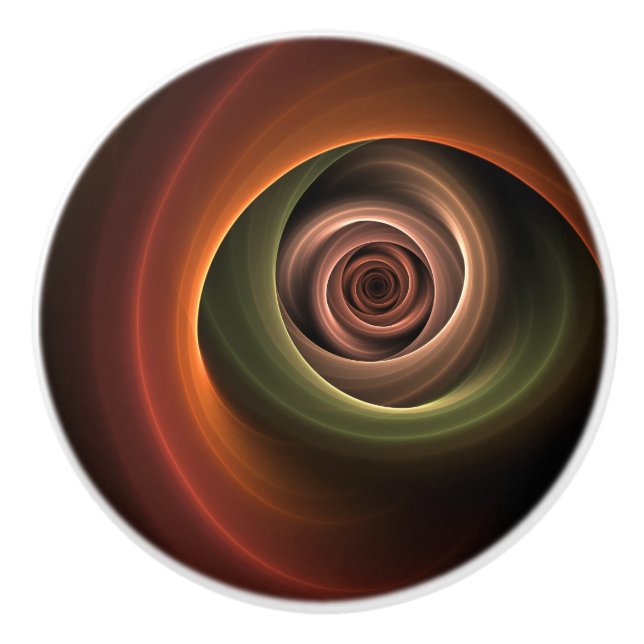 3D Spirale Abstrakt Warme Farben Modernes Fraktal  Keramikknauf (Vorderseite)