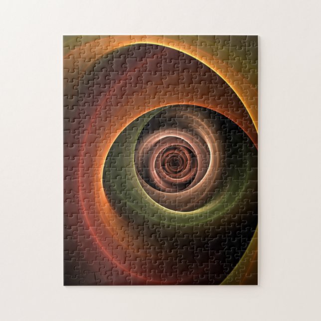 3D Spirale Abstrakt Warme Farben Modernes Fraktal  Puzzle (Vertikal)
