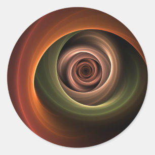 3D Spirale Abstrakt Warme Farben Modernes Fraktal Runder Aufkleber