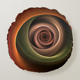 3D Spirale Abstrakt Warme Farben Modernes Fraktal  Rundes Kissen