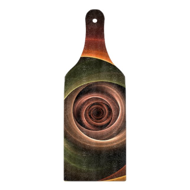 3D Spirale Abstrakt Warme Farben Modernes Fraktal  Schneidebrett (Vorderseite)