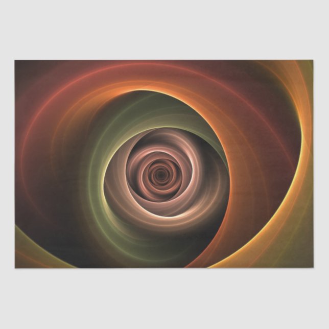 3D Spirale Abstrakt Warme Farben Modernes Fraktal  Seidenpapier (Vorderseite)
