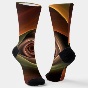 3D Spirale Abstrakt Warme Farben Modernes Fraktal Socken