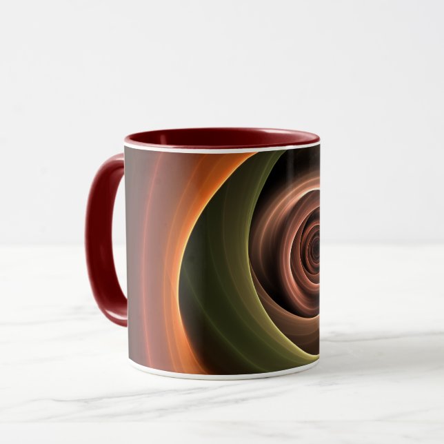 3D Spirale Abstrakt Warme Farben Modernes Fraktal  Tasse (Vorderseite Links)