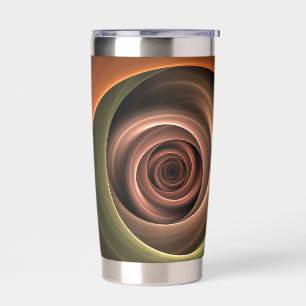 3D Spirale Abstrakt Warme Farben Modernes Fraktal Thermobecher