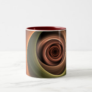 3D Spirale Abstrakt Warme Farben Modernes Fraktal Zweifarbige Tasse