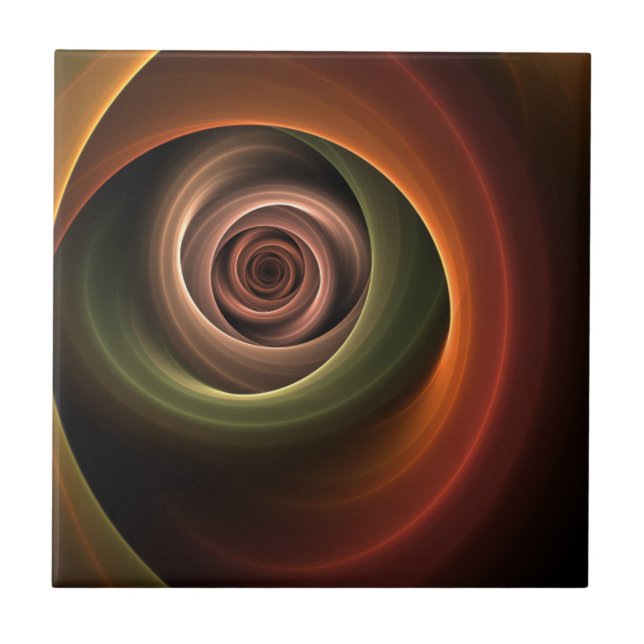 3D-Spirale Abstrakte Warme Farben Moderne Fraktal- Fliese (Vorderseite)