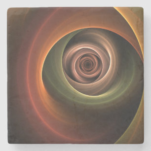 3D-Spirale Abstrakte Warme Farben Moderne Fraktal- Steinuntersetzer