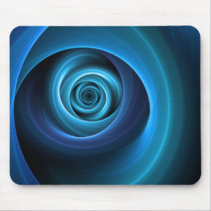 3D-Spirale Blaue Farben Moderne Abstrakte Fractal- Mousepad