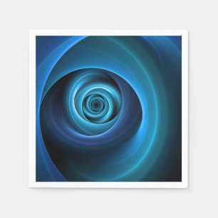 3D-Spirale Blautöne Moderne abstrakte Fraktalkunst Serviette