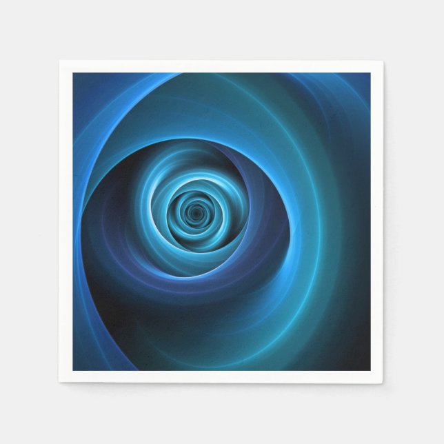 3D-Spirale Blautöne Moderne abstrakte Fraktalkunst Serviette (Vorderseite)