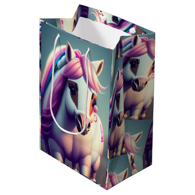 3D Spirit Pony 2 Mittlere Geschenktüte (Vorderseite Schrägansicht)