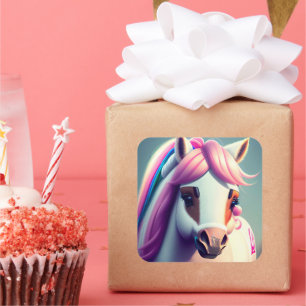 3D Spirit Pony 2 Quadratischer Aufkleber