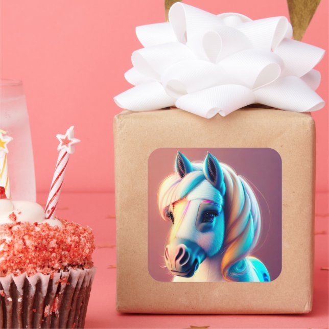 3D Spirit Pony 3 Quadratischer Aufkleber (Party)