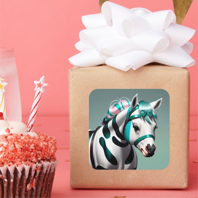 3D Spirit Pony 7 Quadratischer Aufkleber (Party)