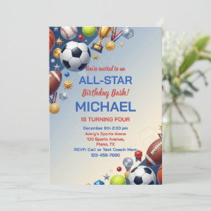 3D Sports Champion All Star Geburtstagsfeier Einladung