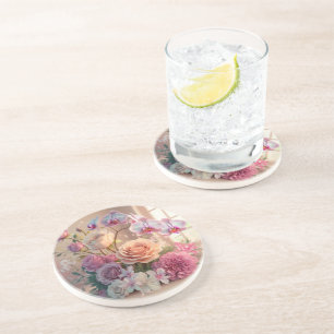 3D Spring Flowers Grußkarte mit Rose Getränkeuntersetzer